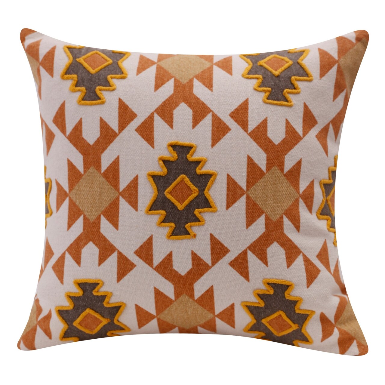 Edge Collections - 20" x 20" - Orange - Textured Geometric Decorative Pillow - 1 Piece
